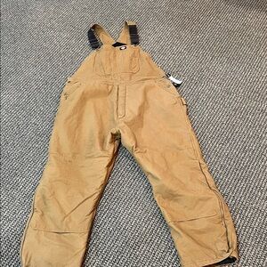 Dickies insulated Brown Overalls with Black Adjustable Straps, easy zip legs